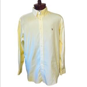 Ralph Lauren blue label soft yellow classic fit long sleeve button down shirt